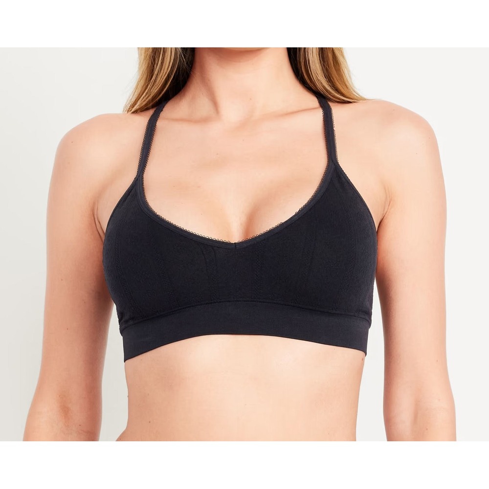 Old Navy Women's Pointelle Seamless Racerback Bralette #800561 - Black - L